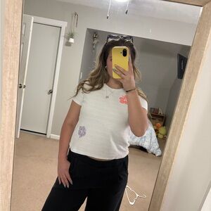 Women's White Floral Print Top